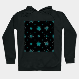 Suns and Dots Dark Teal on Black Repeat 5748 Hoodie